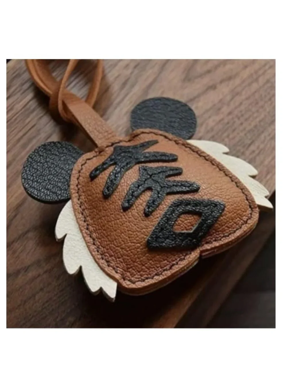 Handcrafted PU Leather Tiger Bag Charm Keychain for Handbags & Luggage